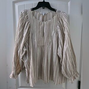 Elizabeth and James Cream and Red Striped Blouse